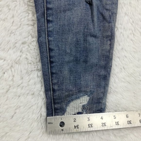 American Eagle Womens Jeans Jeggings Next Level Stretch Blue Denim Rip Short 4S - Picture 6 of 12